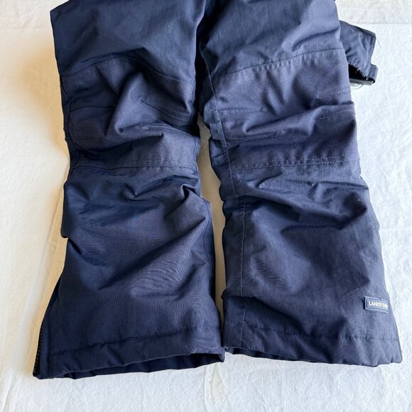 Lands End Kids Size 5 Navy Blue Snow Bib Overalls ow-A-Longs Feature - Picture 8 of 8